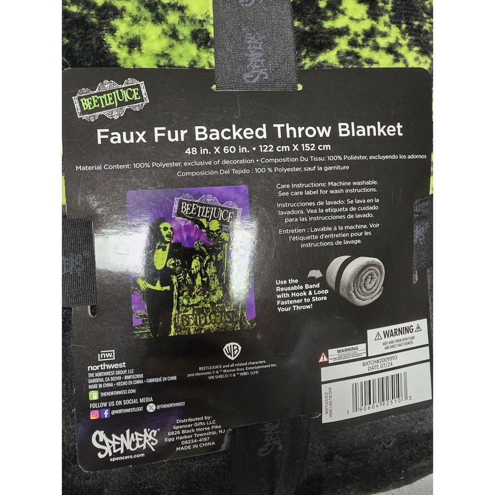 Beetlejuice 48x60 Inch Soft Throw Blanket Here Lies Tombstone New - Picture 5 of 6